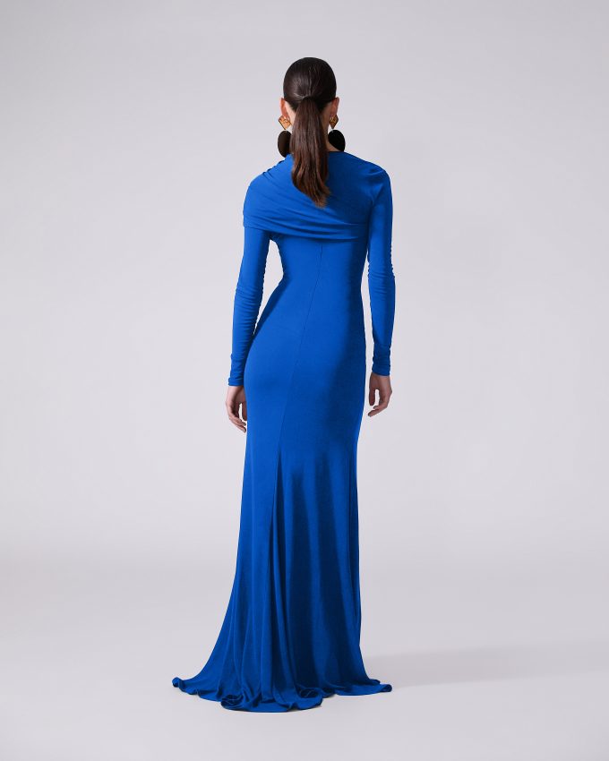 Long-Sleeved Draped Gown