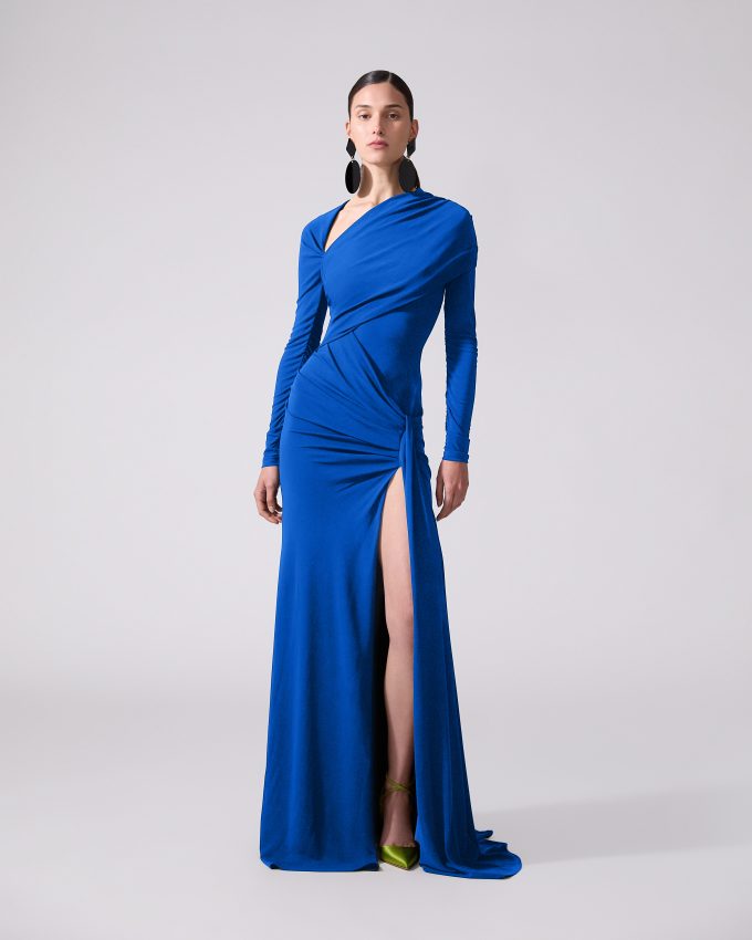 Long-Sleeved Draped Gown