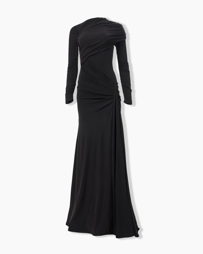 Long-Sleeved Draped Gown