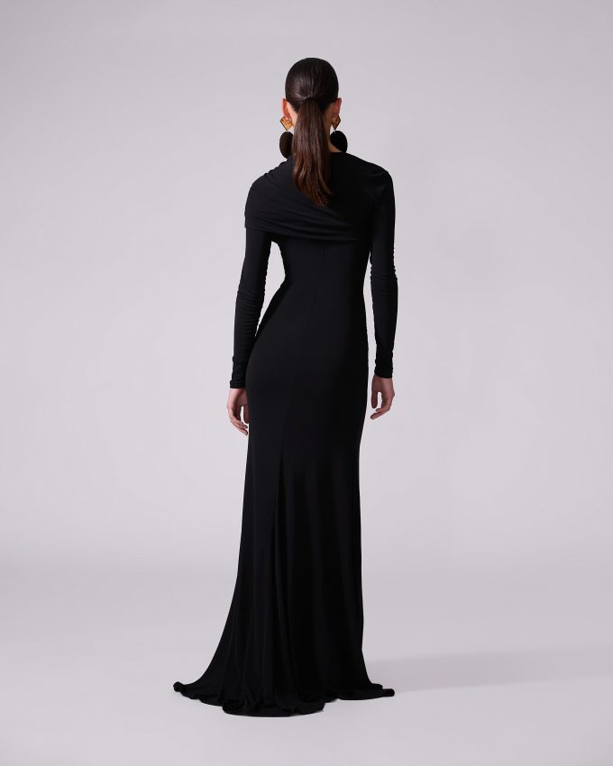 Long-Sleeved Draped Gown