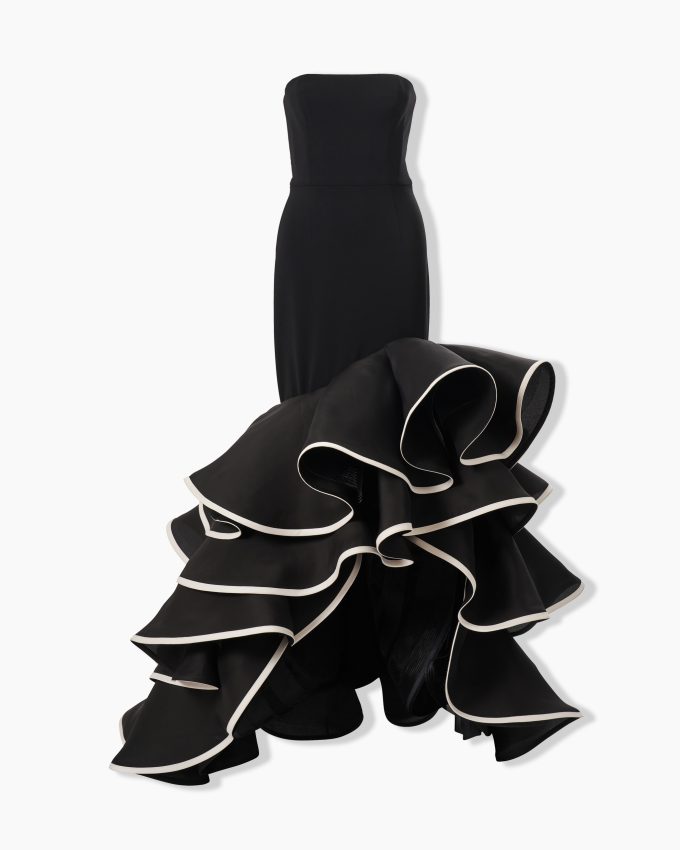 Strapless Gown With Folded Ruffles