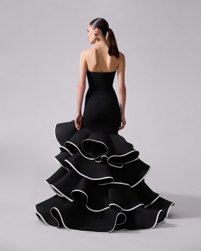 Strapless Gown With Folded Ruffles