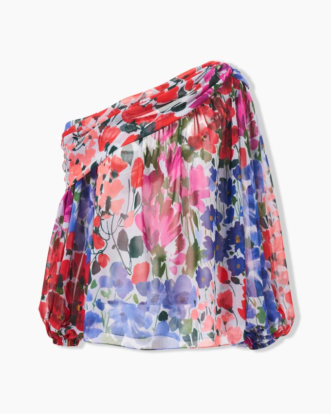 Jardin-Print One-Shoulder Top