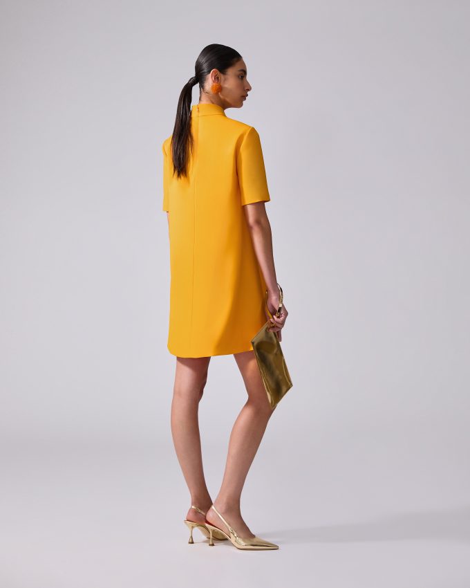 Mock-Neck A-Line Mini Dress