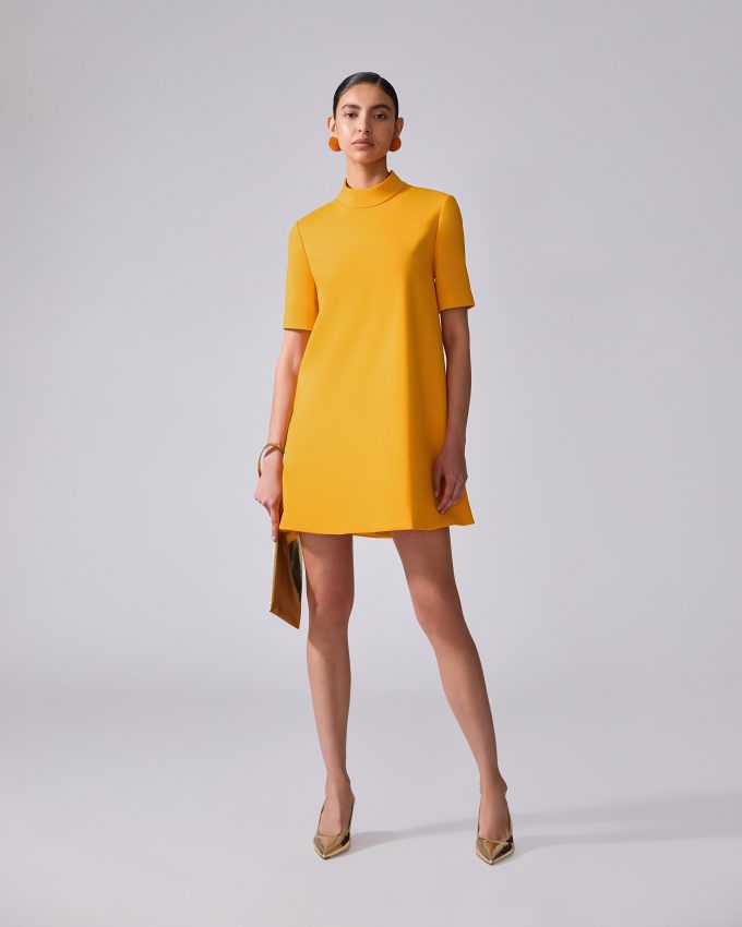 Mock-Neck A-Line Mini Dress