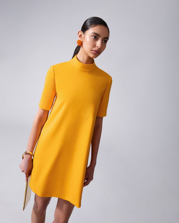 Mock-Neck A-Line Mini Dress