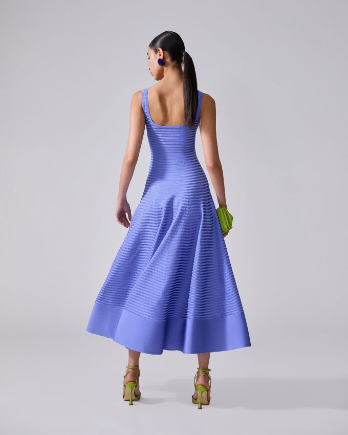 Stripe-Knit Dress With Rosette