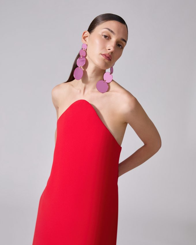 Strapless Curved Neckline Gown