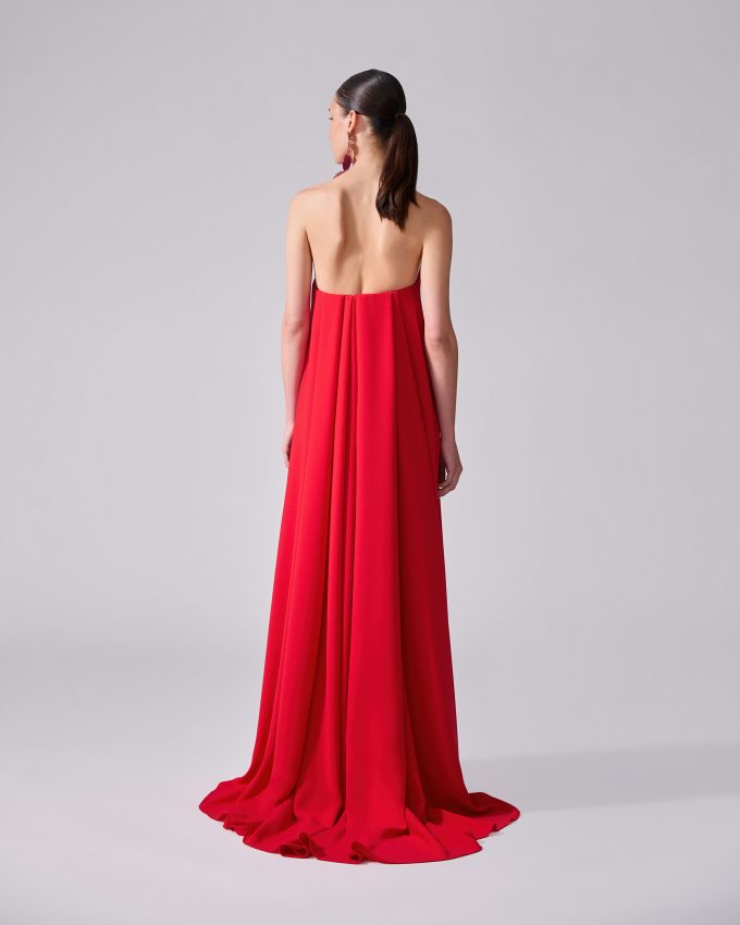 Strapless Curved Neckline Gown