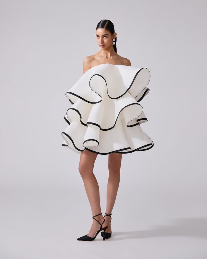 Folded Ruffle Mini Dress