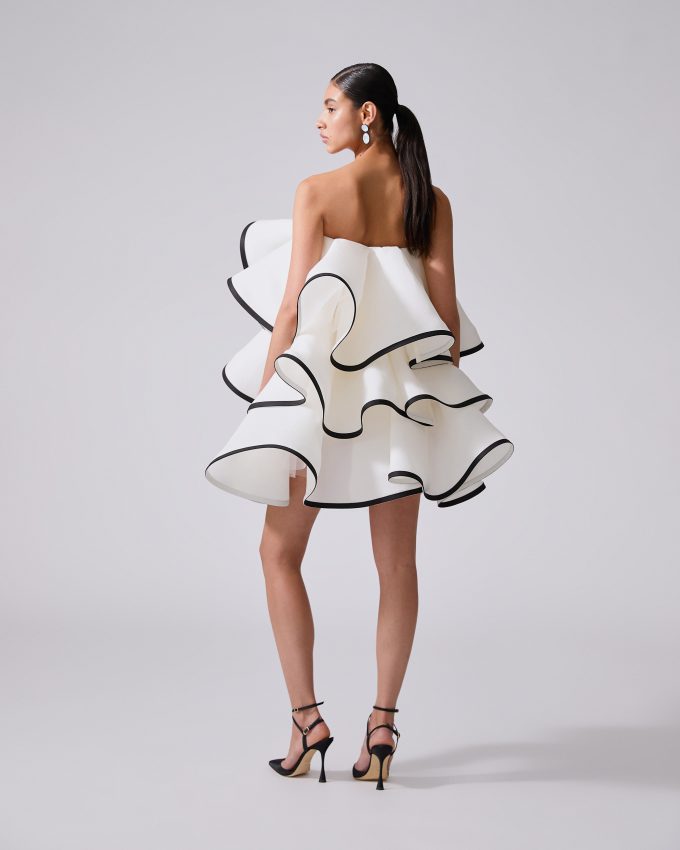 Folded Ruffle Mini Dress
