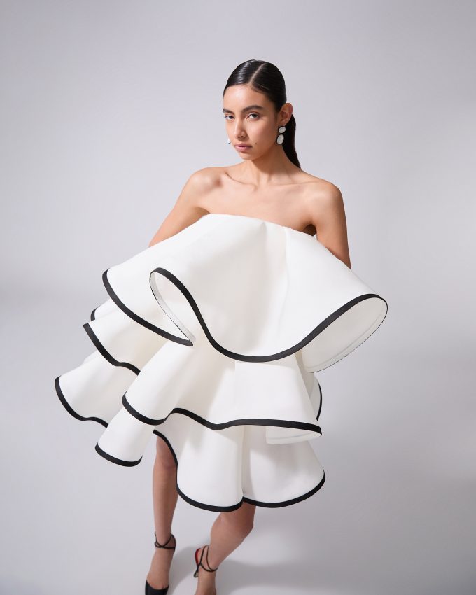 Folded Ruffle Mini Dress