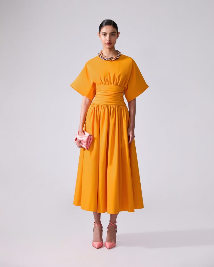 Cummerbund-Waist Midi Dress