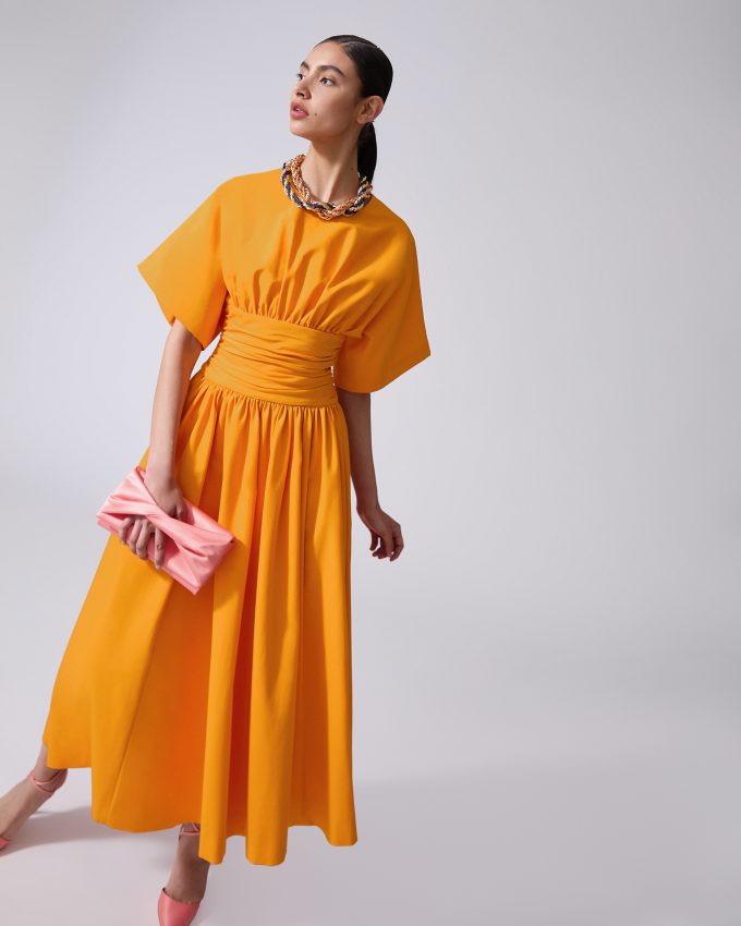 Cummerbund-Waist Midi Dress
