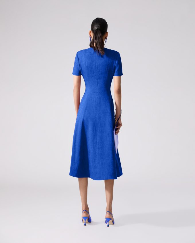 Short-Sleeve Crewneck Midi Dress