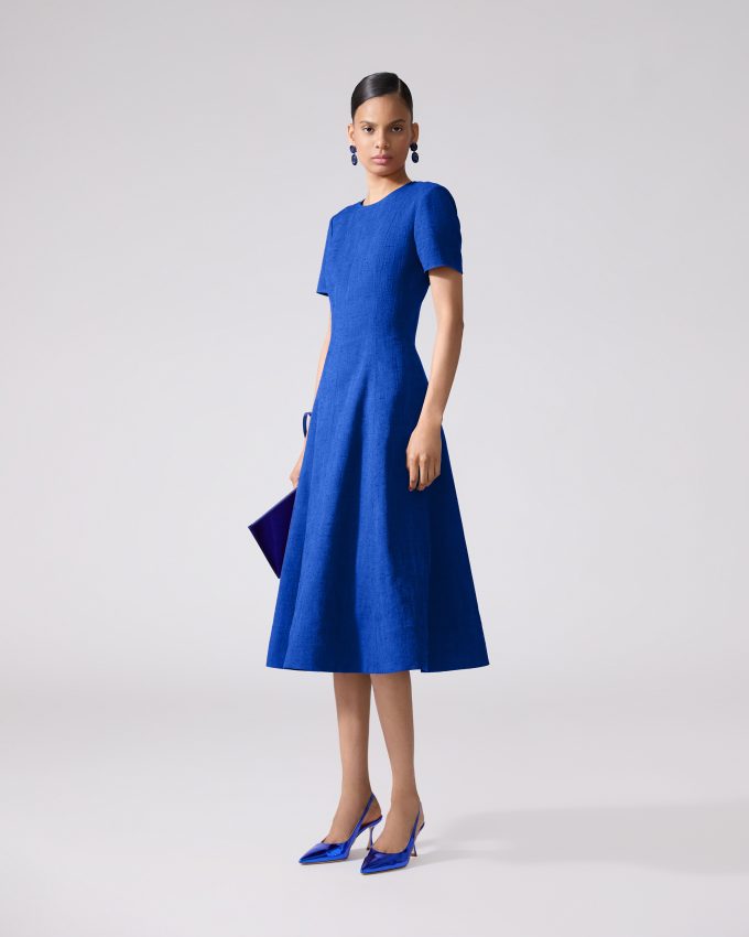 Short-Sleeve Crewneck Midi Dress