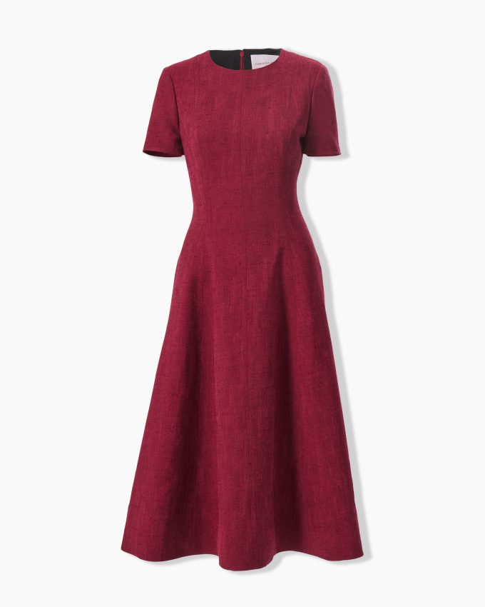 Short-Sleeve Crewneck Midi Dress