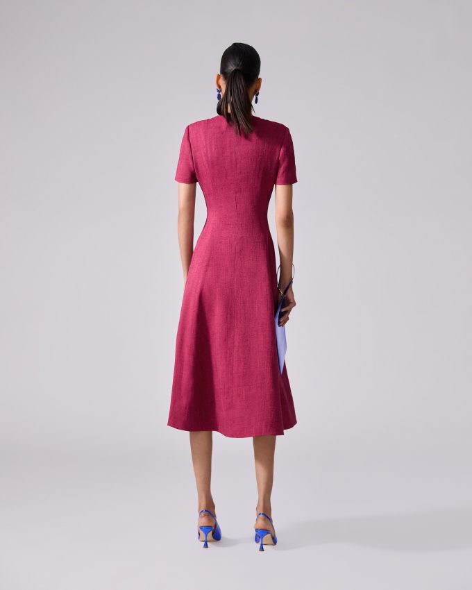Short-Sleeve Crewneck Midi Dress