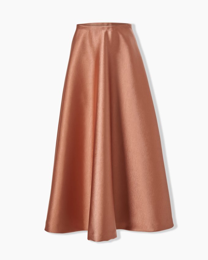 Half-Circle Satin Midi Skirt