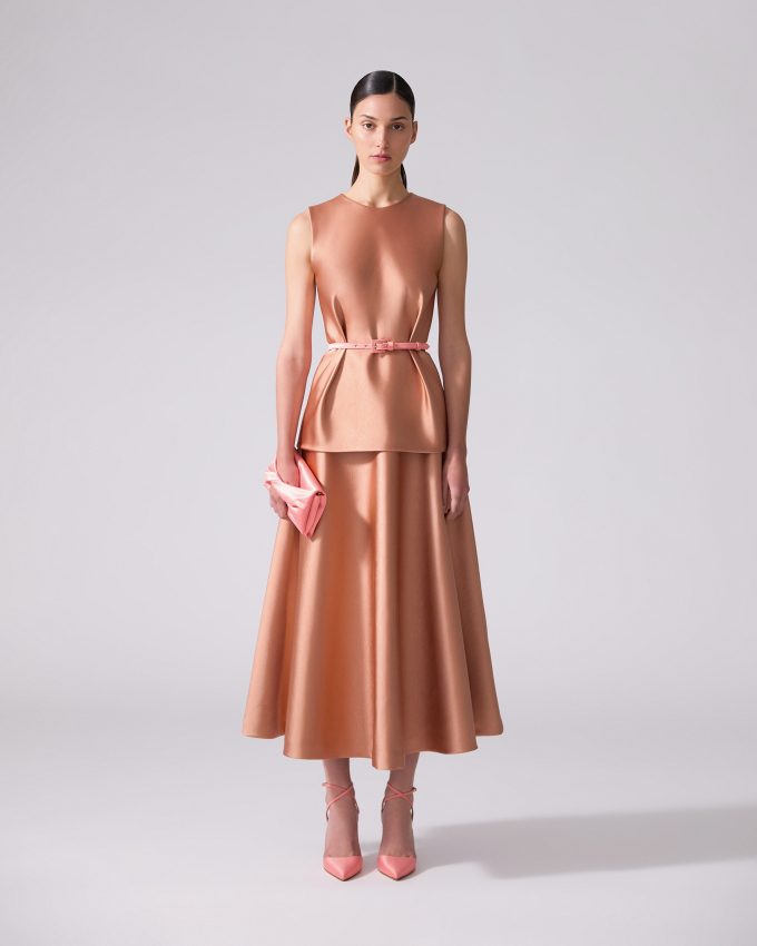 Half-Circle Satin Midi Skirt