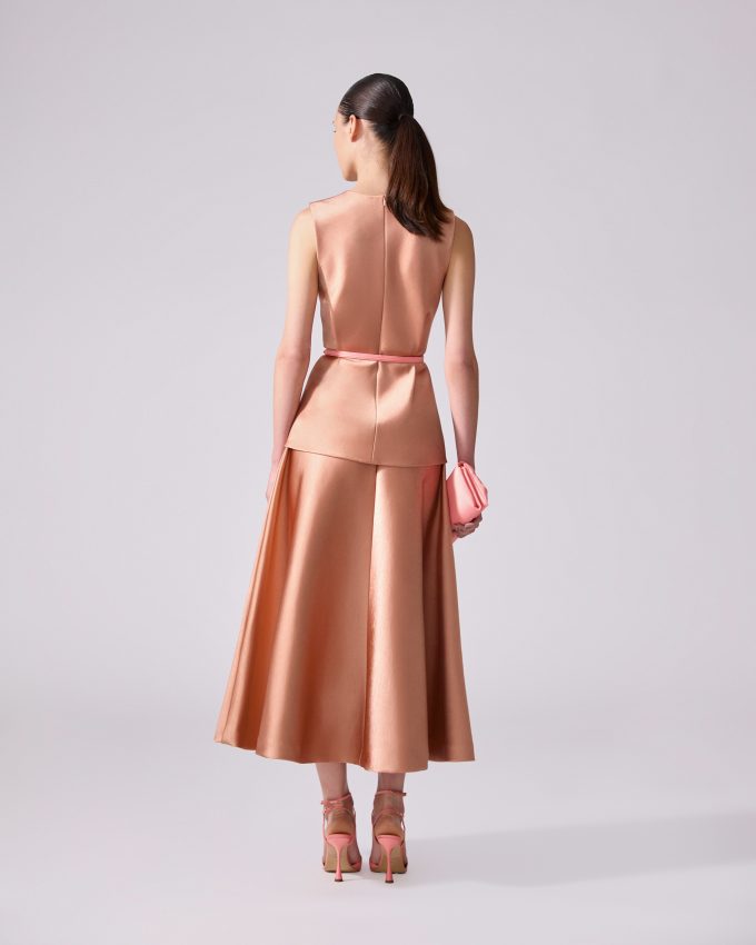 Half-Circle Satin Midi Skirt