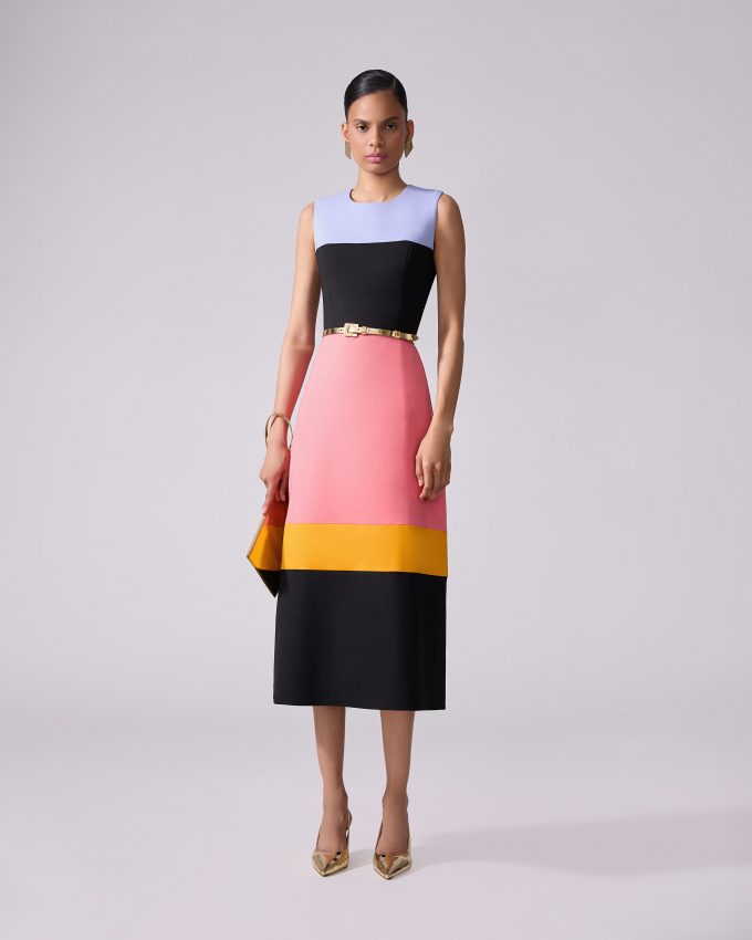 Sleeveless Colorblock Midi Dress
