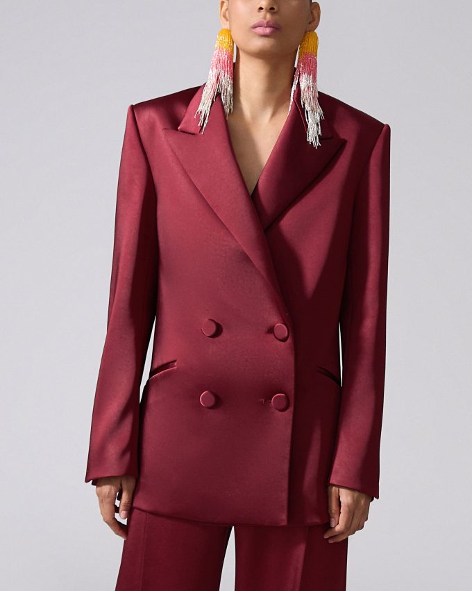 Double-Breasted Satin Jacket