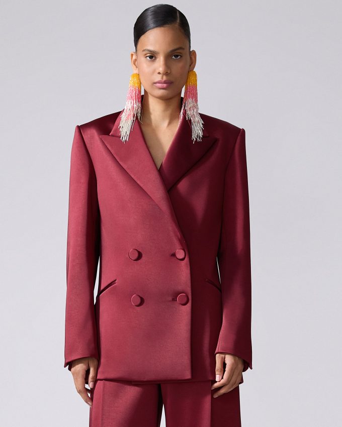 Double-Breasted Satin Jacket