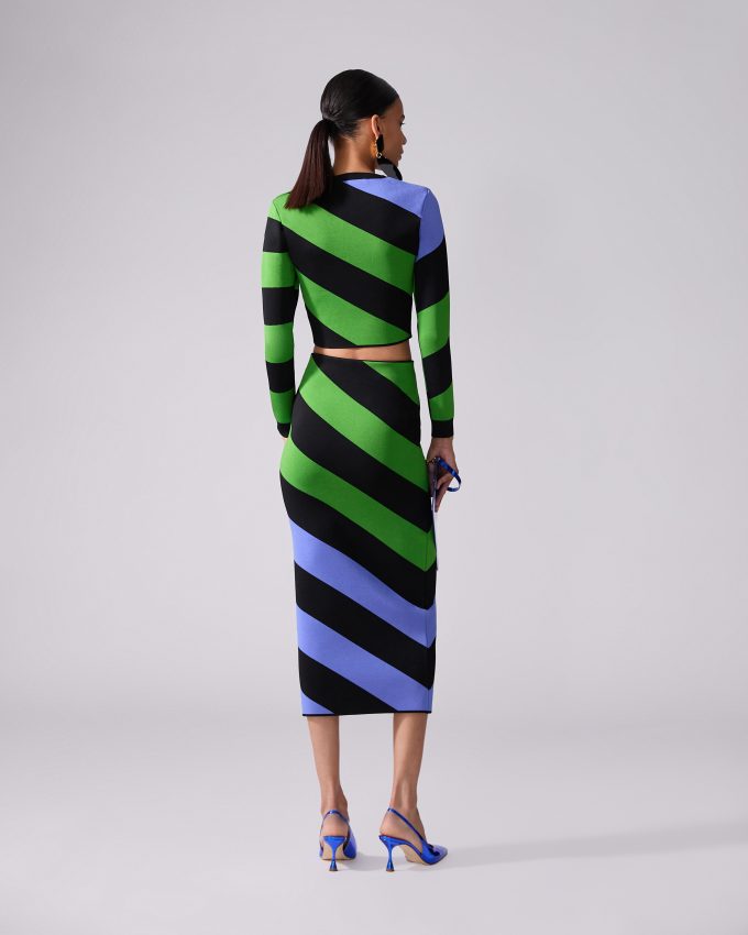 Diagonal Stripe Cropped Sweater