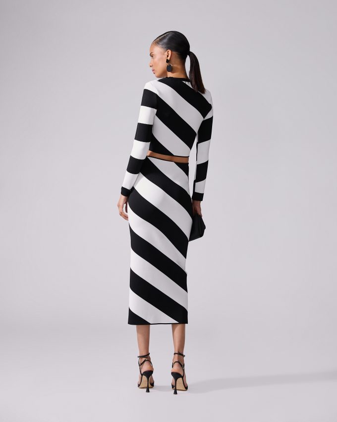 Diagonal Stripe Cropped Sweater