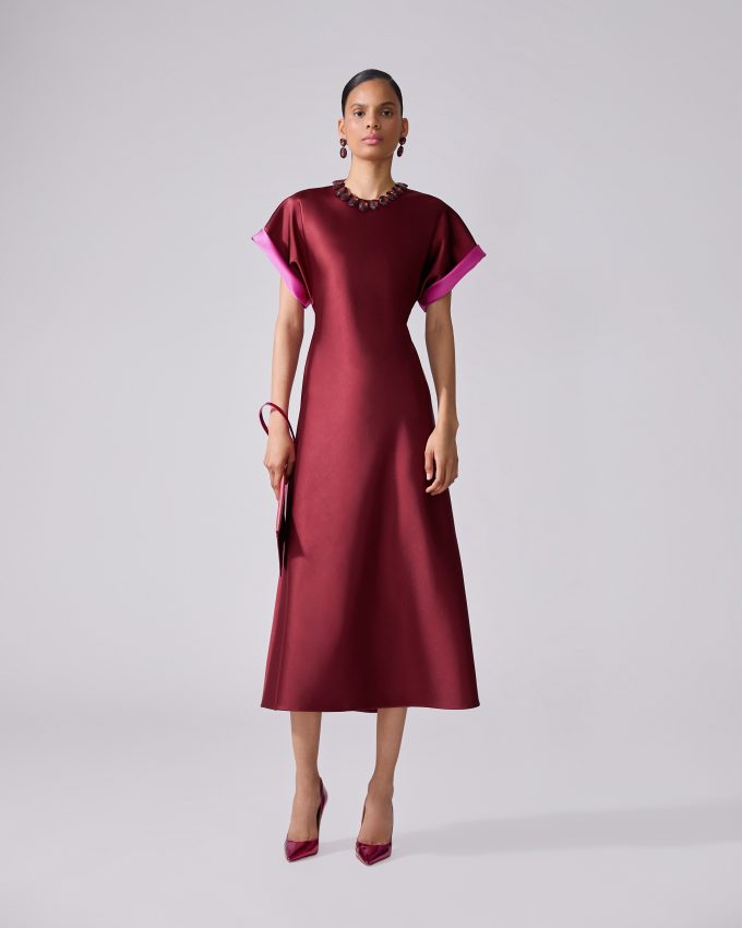 Bias-Cut Satin Midi Dress