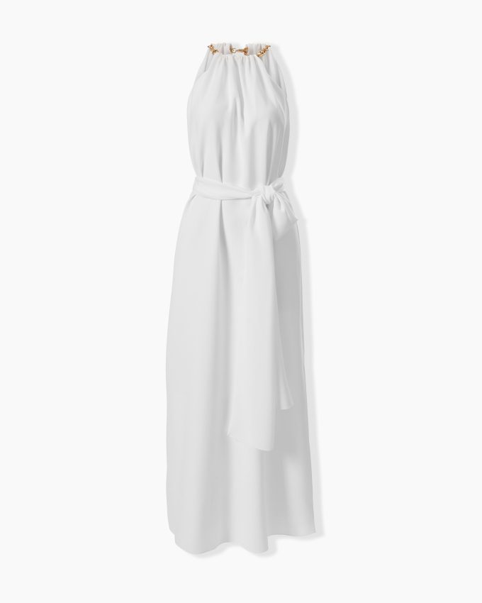 Chain-Strap Halterneck Midi Dress