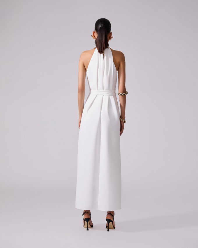 Chain-Strap Halterneck Midi Dress
