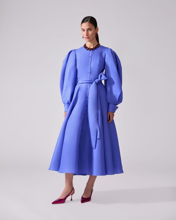 Puff-Sleeve Shirt Dress
