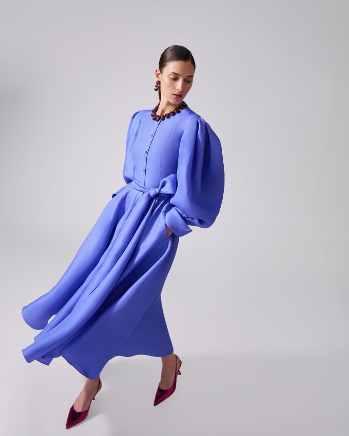 Puff-Sleeve Shirt Dress