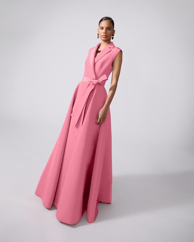 Sleeveless Belted Trench Gown