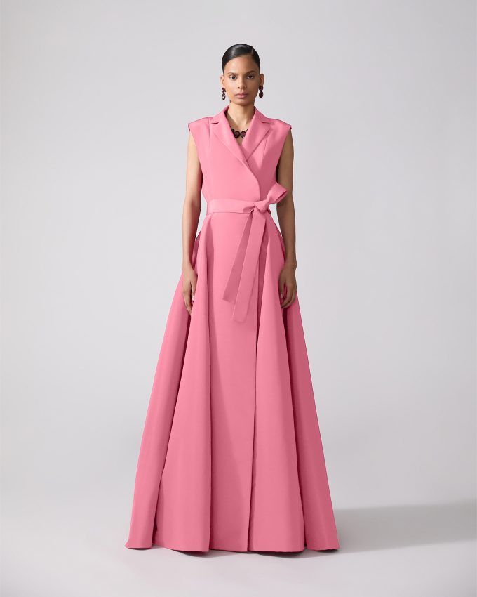 Sleeveless Belted Trench Gown