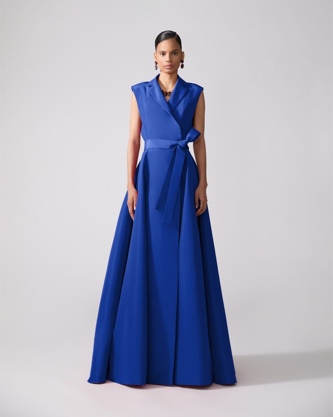 Sleeveless Belted Trench Gown