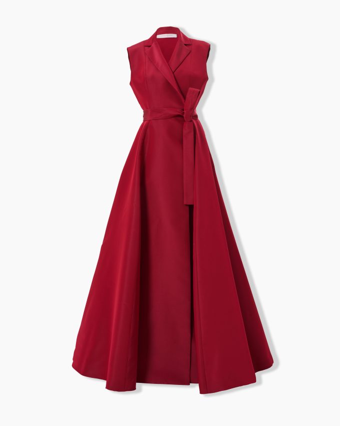 Sleeveless Belted Trench Gown