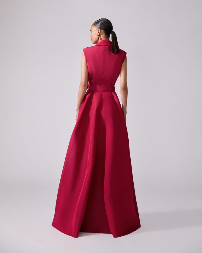 Sleeveless Belted Trench Gown