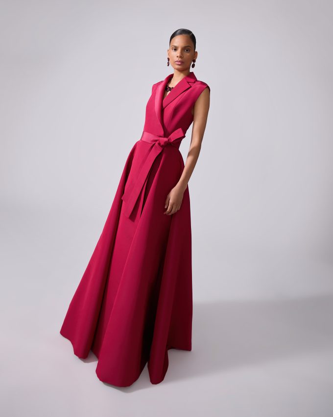 Sleeveless Belted Trench Gown