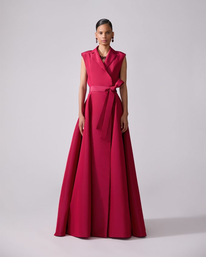Sleeveless Belted Trench Gown