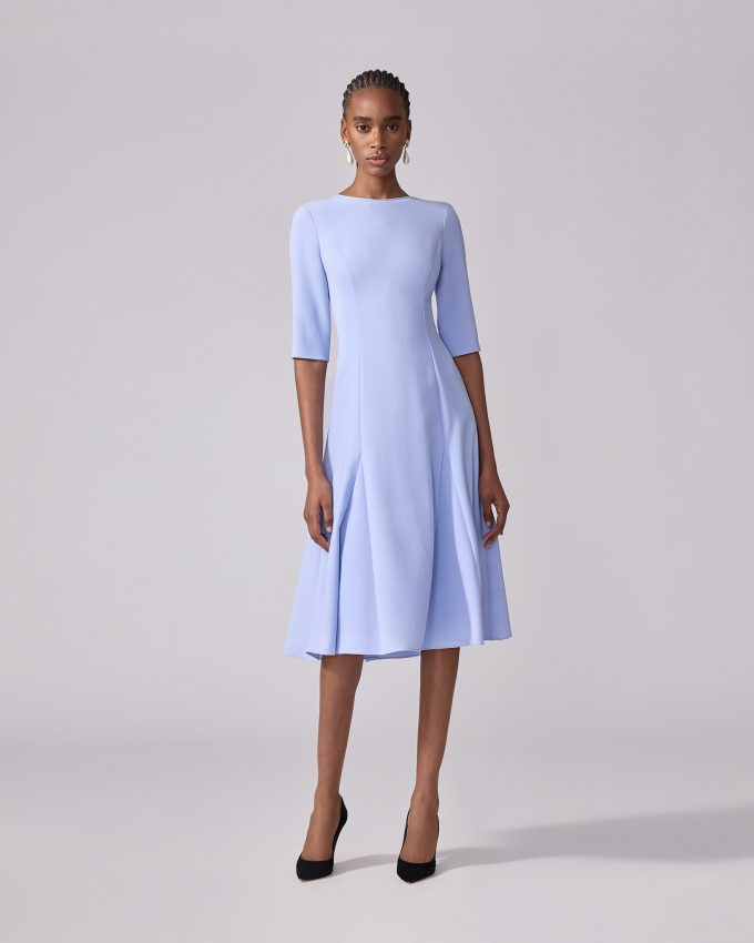 Three-Quarter Sleeve Godet Dress