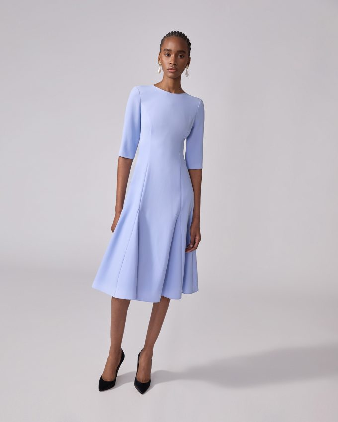 Three-Quarter Sleeve Godet Dress