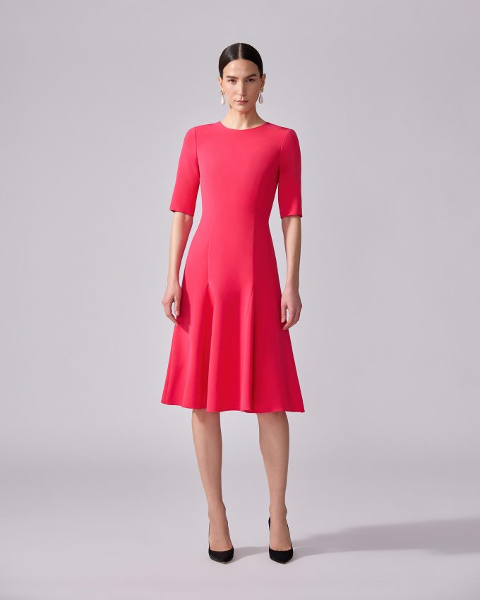 Three-Quarter Sleeve Godet Dress