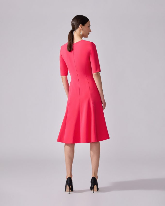 Three-Quarter Sleeve Godet Dress