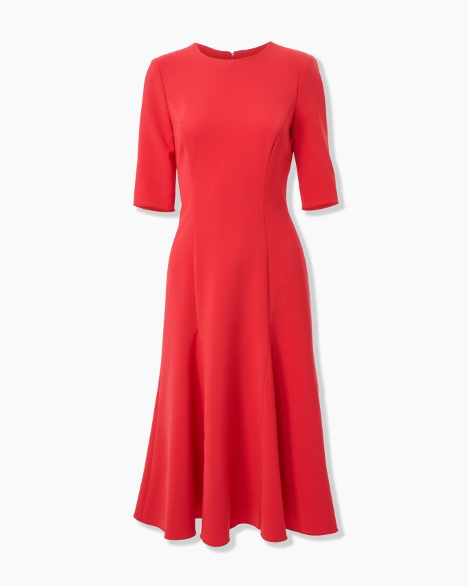 Three-Quarter Sleeve Godet Dress