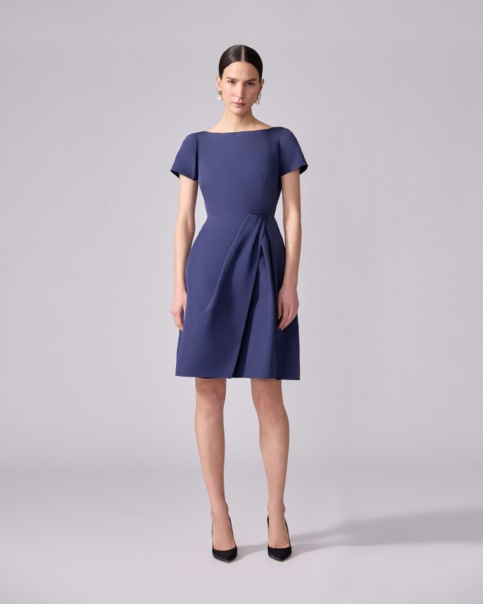 Draped Boat Neck Dress