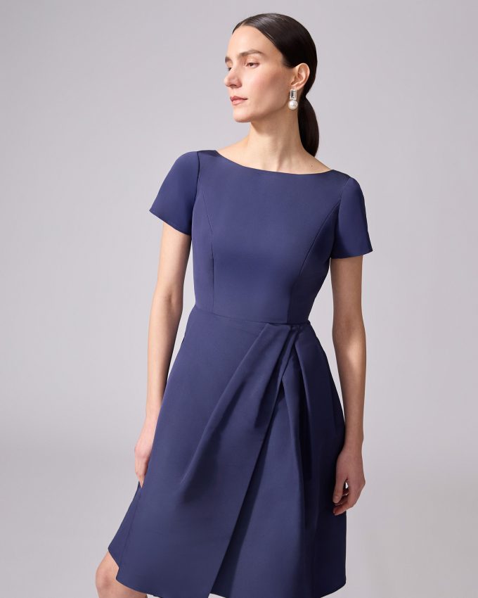 Draped Boat Neck Dress