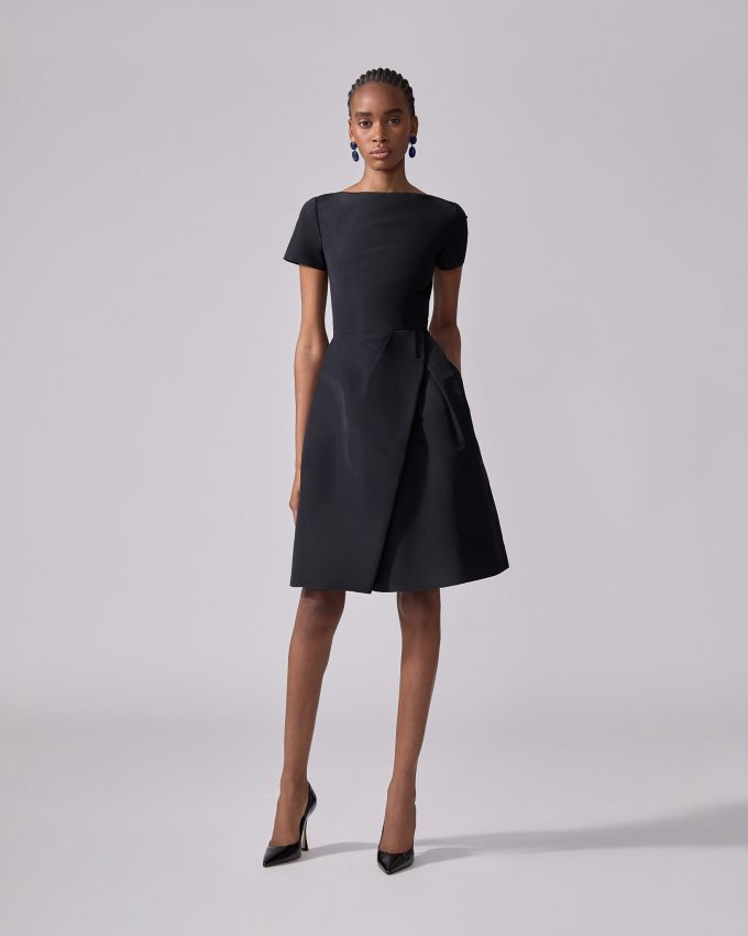 Draped Boat Neck Dress